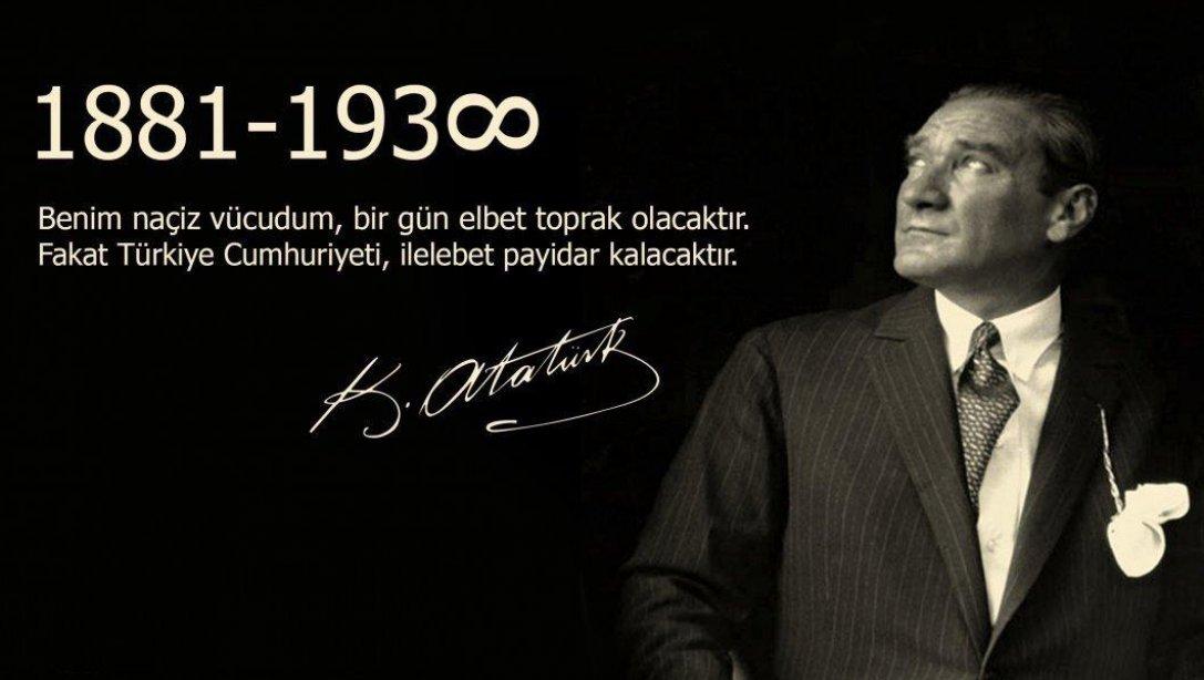 İlçe Milli Eğitim Müdürü Sayın Bayram BAKIR'ın 10 Kasım Atatürk'ü Anma Günü Mesajı